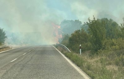 Неизправен тежкотоварен камион предизвика пожар на три места край Велико Търново