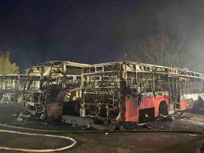 Fire Burned Buses, Cars and Vans in Kostinbrod