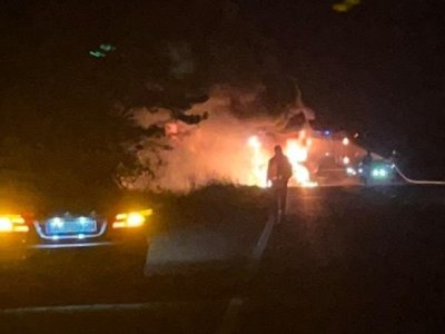 Intercity Bus Catches Fire in Transit Near Aytos – No Injuries Reported