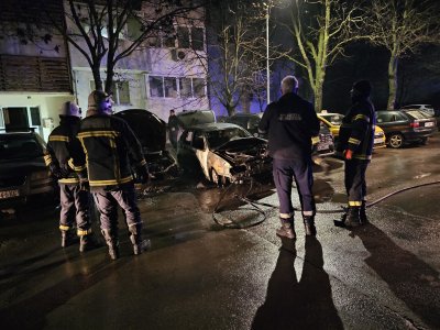 Пожар изпепели автомобили в Русе (СНИМКИ)