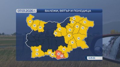 Жълт и оранжев код за опасно време в различни райони на страната