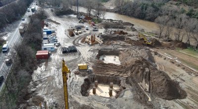 Напредва строителството на обходния път на Кресна който трябва да