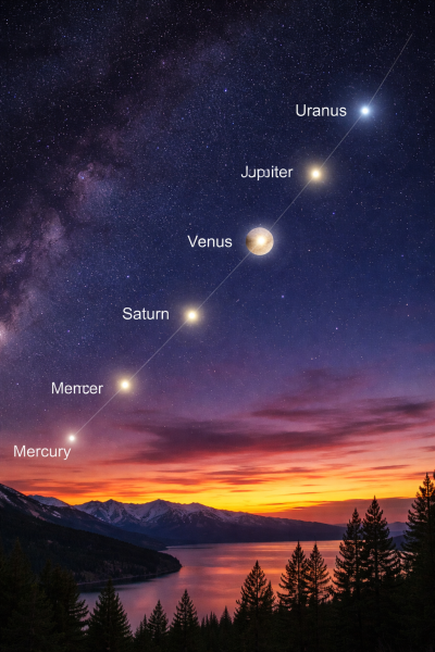 Парад на планетите: шест небесни тела се подреждат на нощното небе