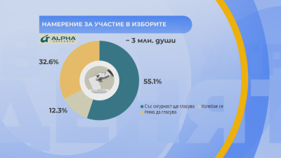 Спад на ентусиазма за гласуване, отчитат от "Алфа Рисърч"