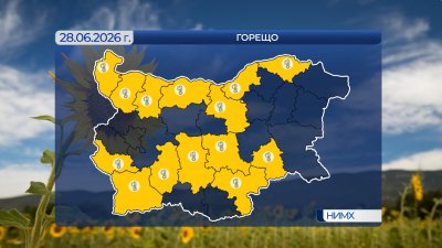 Жълт код за горещо време &ndash; очакват се температури между 32&deg; и 37&deg;