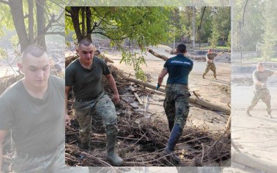 Военнослужещи от Сухопътните войски в помощ на засегнатото от наводнение село Струмяни