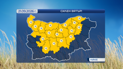 Жълт код: Ветровито време следобед, на места с превалявания