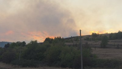Продължава гасенето на пожара над берковското село Лесковец (СНИМКИ)