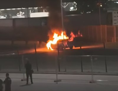 Кола изгоря на ГКПП "Капитан Андреево" (СНИМКИ)