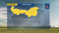 Жълт код за силен вятър в Северна България утре