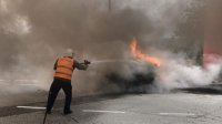 Кола изгоря на бензиностанция на АМ "Тракия"