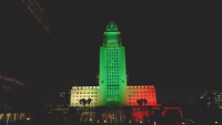 Знакови сгради в Лос Анджелис бяха осветени в цветовете на българското знаме
