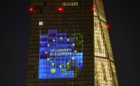 "Welcome, Bulgaria" Lights Up the European Central Bank Building in Frankfurt