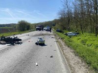 Катастрофа между два автомобила и мотор затвори пътя Русе - Варна